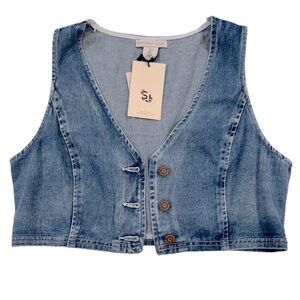 Sincerely Jules Blue Denim Crop Vest